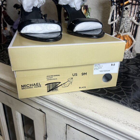 MICHAEL KORS Ava Black Patent Leather Strappy Sandal Size 7M And 9M Available - Picture 3 of 7
